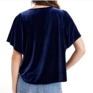 Madewell Navy Blue Velvet Butterfly Top